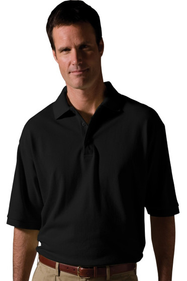 Men's Premium Cotton Short Sleeve Polo Shirt in Black - Available in Men's Sizes SMALL to  6XL  Item  # 750-1530