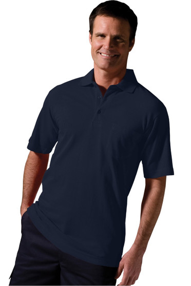 Unisex Premium Cotton Short Sleeve Polo Shirt with Chest Pocket in Navy Blue - Available in Unisex Sizes XXS to  6XL  Item  # 750-1535