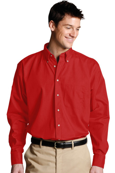 Men's Best Value Long Sleeve Uniform Work Shirt with Chest Pocket in Red  - Available in Men's Sizes SMALL to 6XL-TALL Item # 750-1280