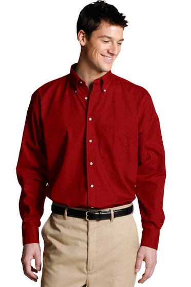 Men's Best Value Long Sleeve Uniform Work Shirt with Chest Pocket in Brick Red  - Available in Men's Sizes SMALL to 6XL-TALL Item # 750-1280