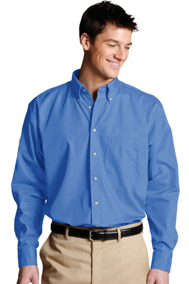 Men's Best Value Long Sleeve Uniform Work Shirt with Chest Pocket in French Blue  - Available in Men's Sizes SMALL to 6XL-TALL Item # 750-1280