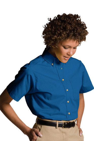 Ladies Best Value Short Sleeve Uniform Work Shirt with Chest Pocket in Sapphire Blue - Available in Female Sizes XXS  to  3XL  - Item  # 750-5230