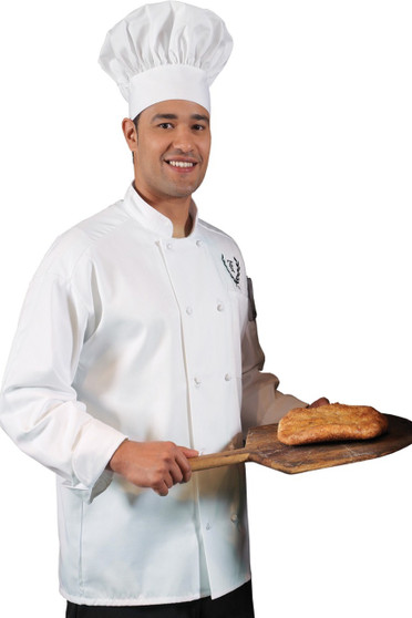 White 10-Knot Button Long Sleeve Chef Coat Available in Unisex Sizes XS-6XL- Item # 750-3302