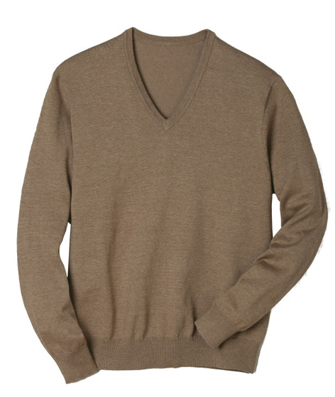  Signature V-Neck Sweater in Mocha Heather - Available in Unisex Sizes XS-5XL- Item # 750- 4070