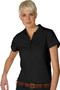 Female Dry Mesh Hi-Performance Short Sleeve Polo Shirt in Black - Available in Female Sizes XXS  to  3XL  - Item  # 750-5576