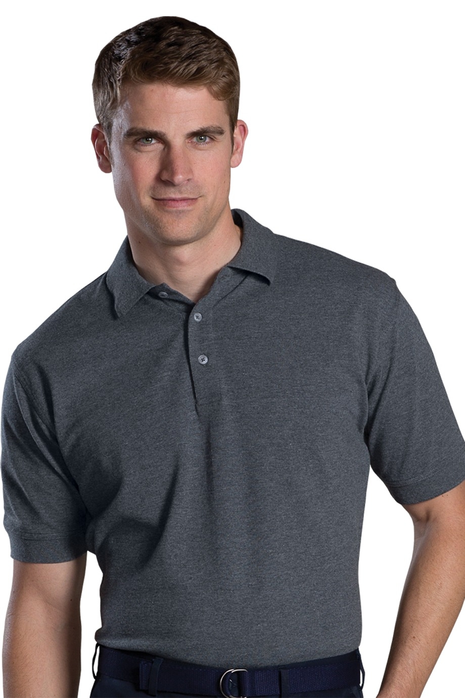 Men's Cotton/Poly Pique Blend Short Sleeve Polo Shirt in Heather Grey -  Available in Men's Sizes SMALL to 6XL Item # 750-1500