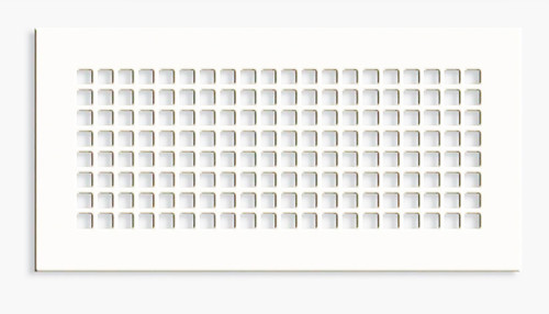 Square Vent Cover Return (White) - 37.5" x 15.5" pattern size (40" x 18" overall), with mounting holes