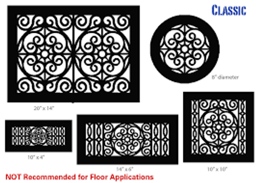 Classic Vent Cover Return (Black) - 13.75" x 21" opening size (15.75" x 23" overall size) With mounting holes