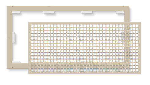 20 x 10 (23x 13 overall) Square Resin Vent Cover (white) with filter frame with Mounting holes