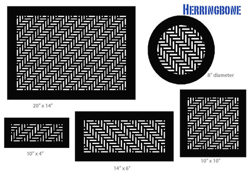 Herringbone Vent Cover Return (Black) - 15.5"  X  4.5" opening size (17.5"  X  6.5" overall) With mounting holes