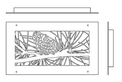 Pinecone Return Vent Cover (Copper Texture) - 35" x 15" opening size (37.5" x 17.5" overall) with mounting holes