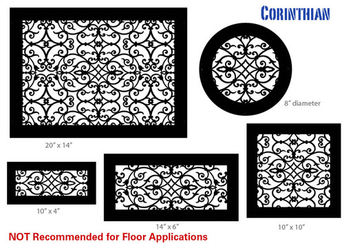 Corinthian Vent Cover Return (black) - 11.5" x 9.5" opening size, (13.5” x 11.5” overall) with mounting holes