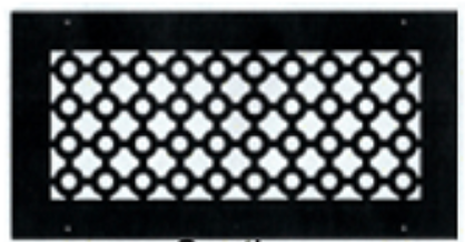 Castle Vent Cover Return (Black) - 12" x 4" opening size (14" x 6" overall),  with mounting holes