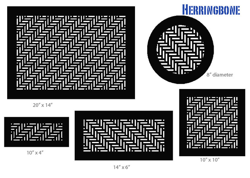 Herringbone Vent Cover Return (Black) - 15.5"  X  4.5" opening size (17.5"  X  6.5" overall) With mounting holes