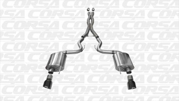 14332BLK Corsa 3" Cat-Back Exhaust w/4.5" Black Tips For 2015 - 2017 Mustang GT