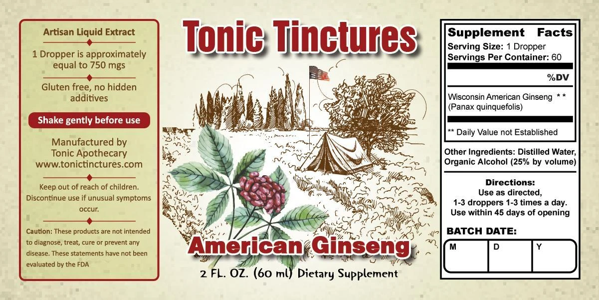 American Ginseng Supplement Facts Label
