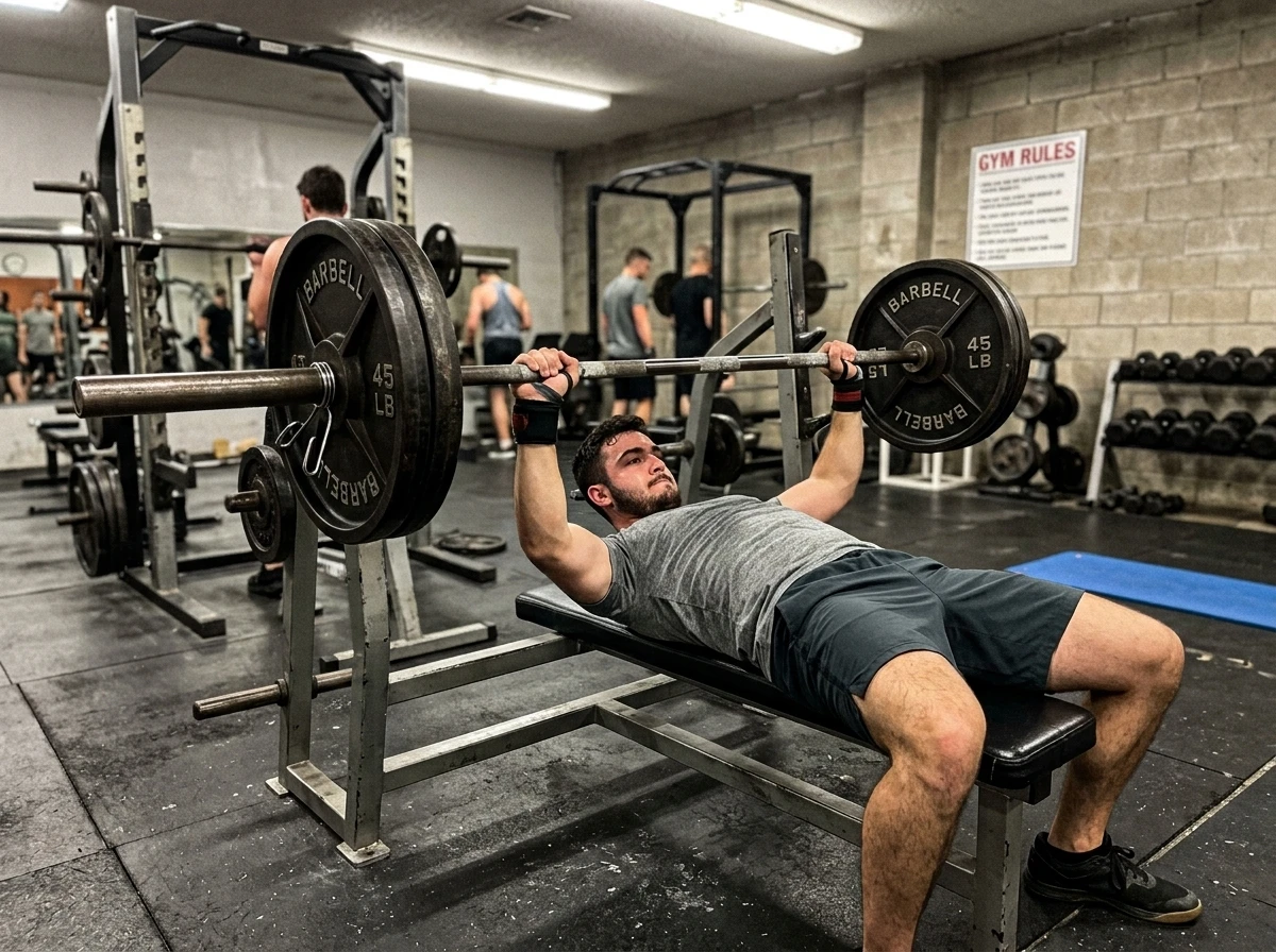 Barbell bench press.