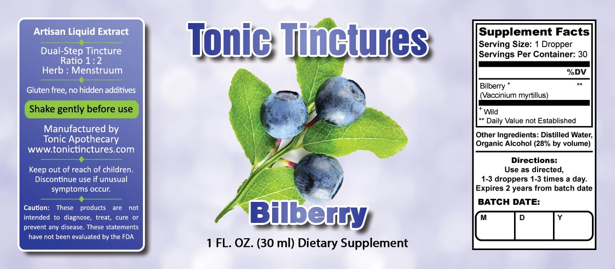 Bilberry Supplement Facts Label