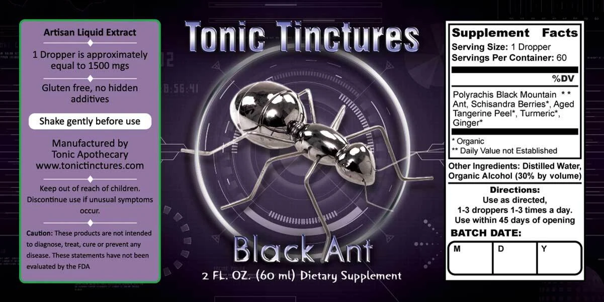 Black Ant Supplement Facts Label