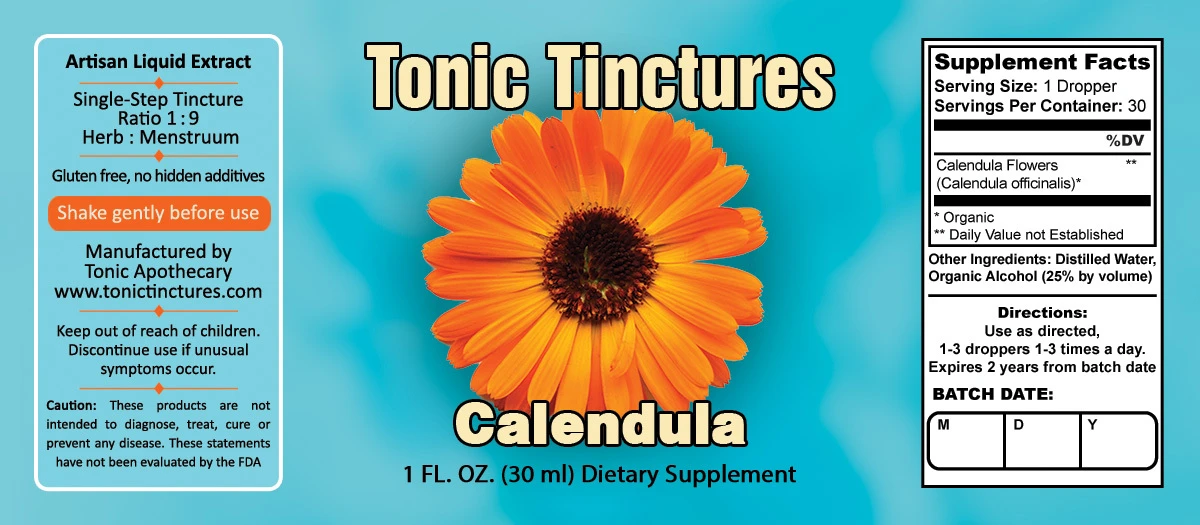 Calendula Supplement Facts Label
