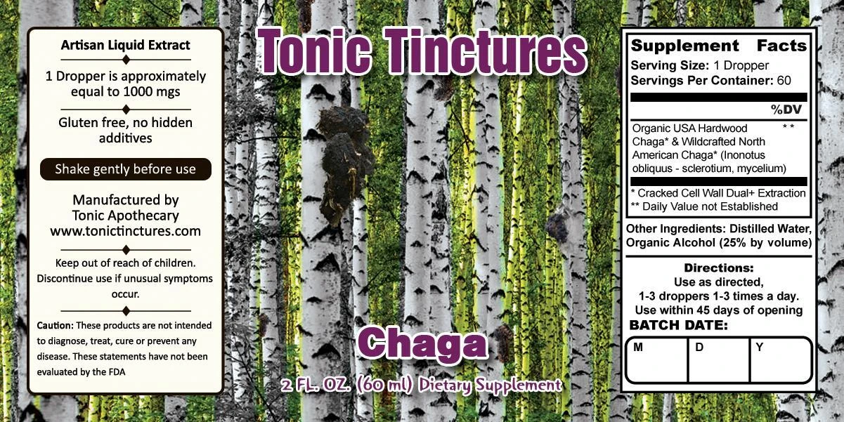 Chaga Supplement Facts Label