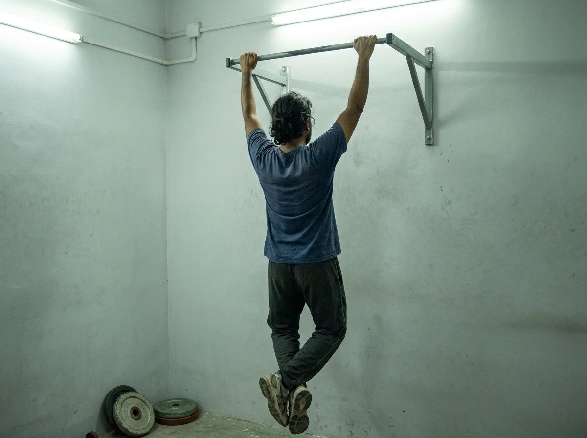 Metal chin-up bar.