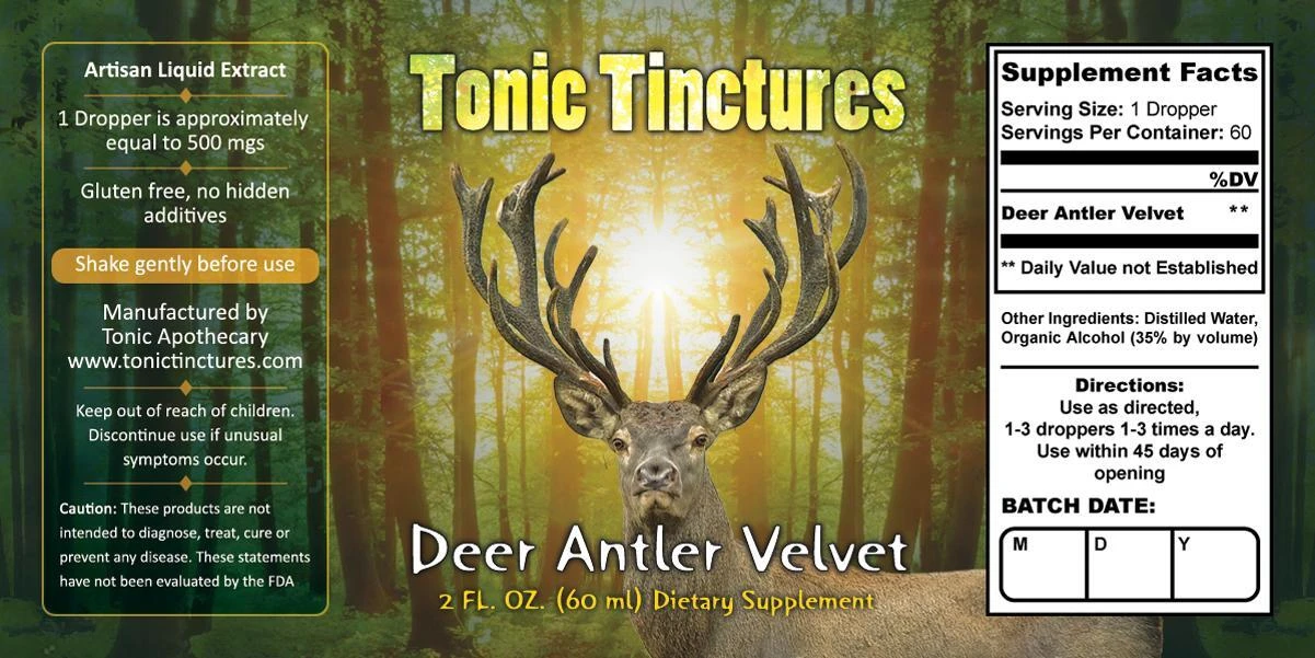 Deer Antler Velvet Supplement Facts Label