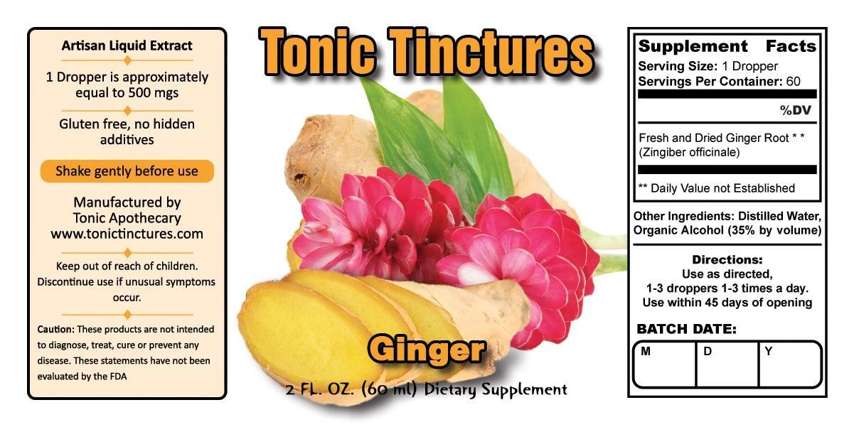Ginger Supplement Facts Label