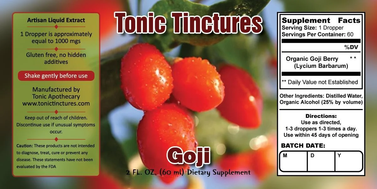 Goji Supplement Facts Label
