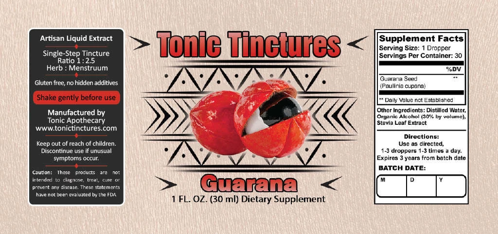 Guarana Supplement Facts Label