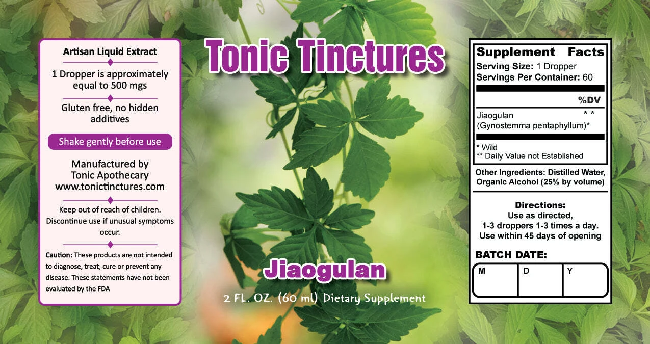 Jiaogulan Supplement Facts Label