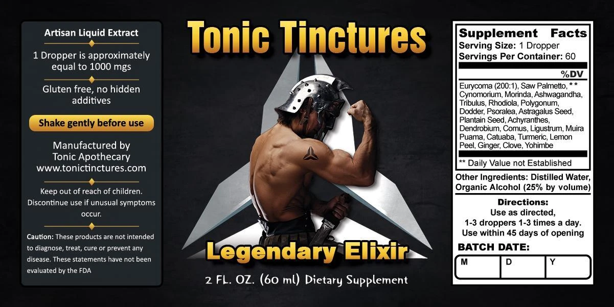 Legendary Tonic Elixir Supplement Facts Label