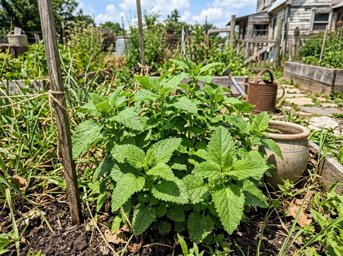 Lemon Balm growing in a home garden
