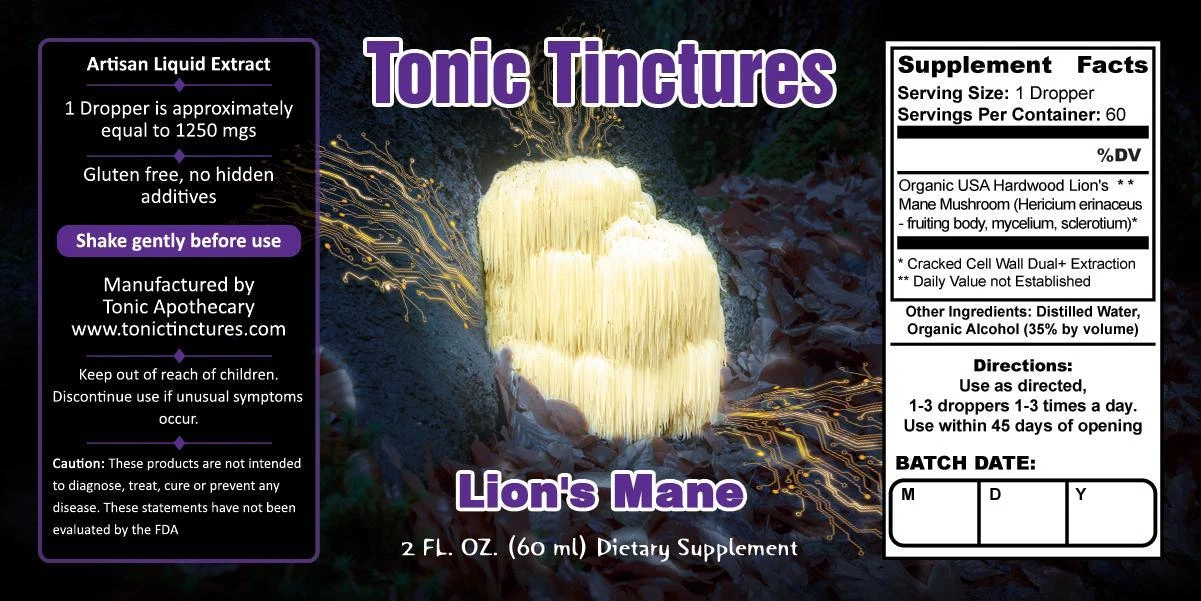 Lion's Mane Supplement Facts Label