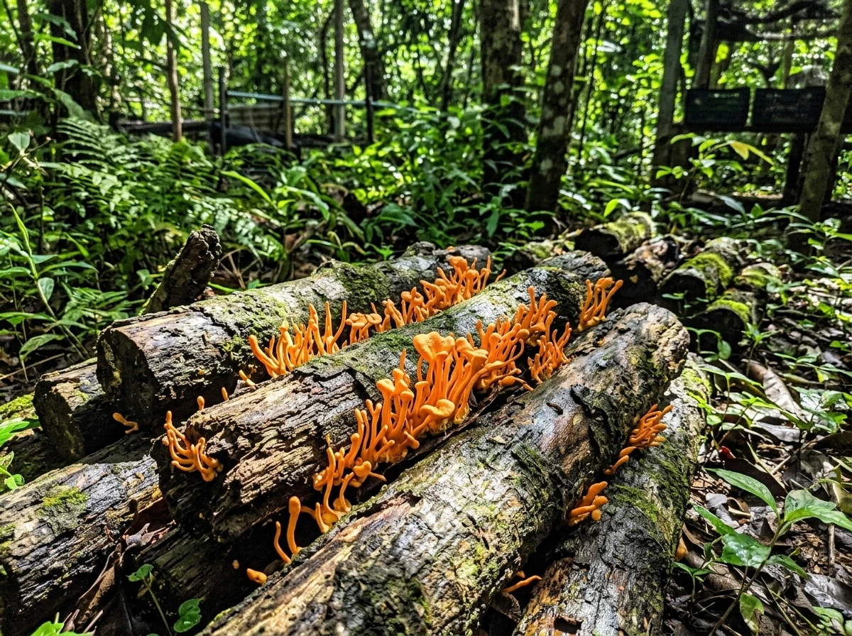 Cordyceps mushroom growing in natural environment