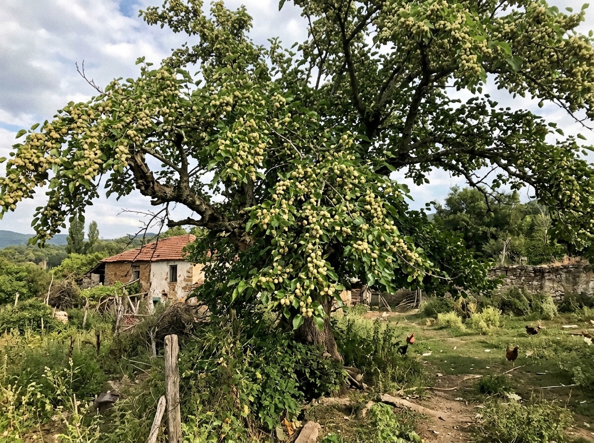 Mulberry tree growing on a rural farm