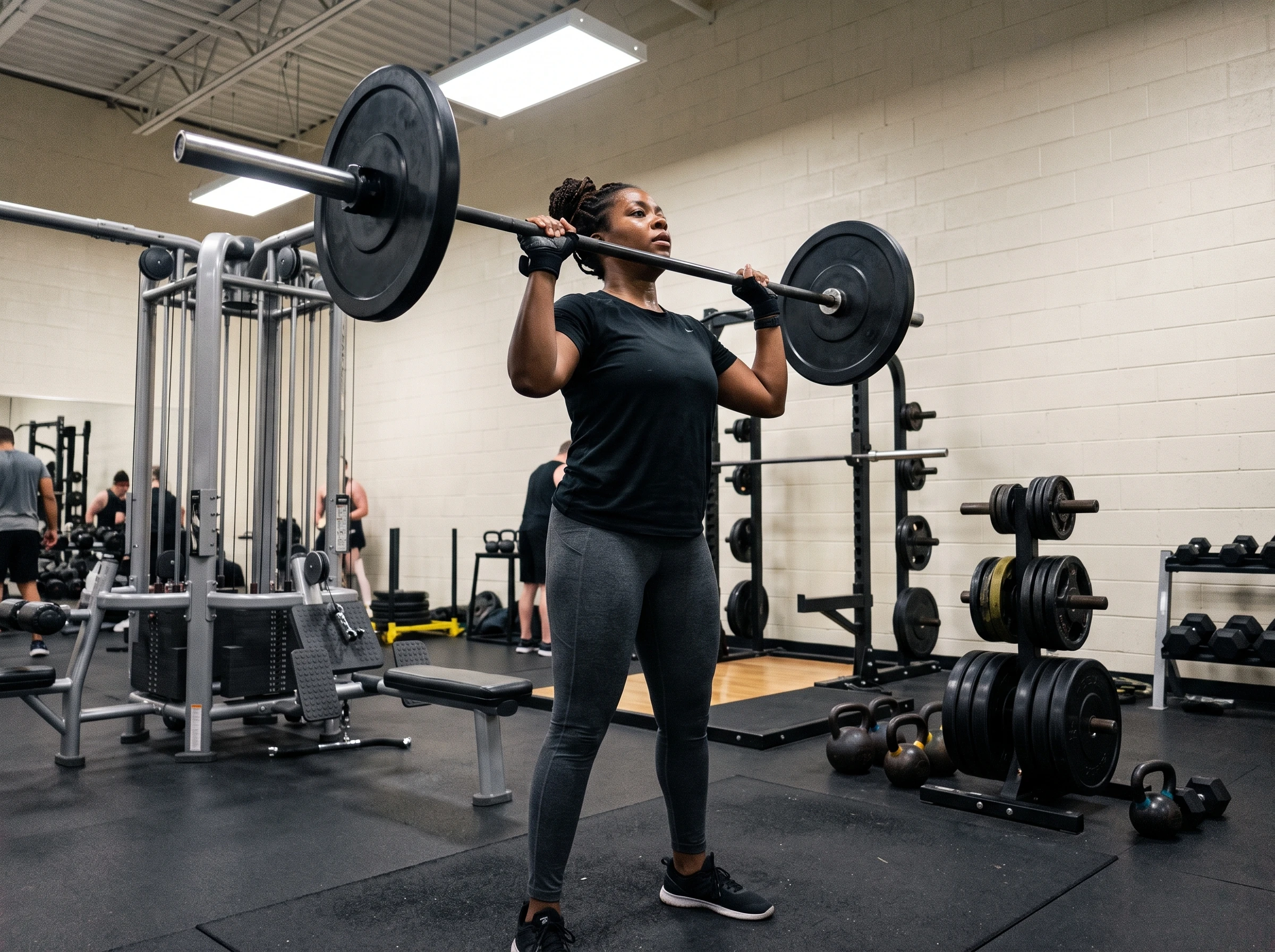 Standing overhead press.