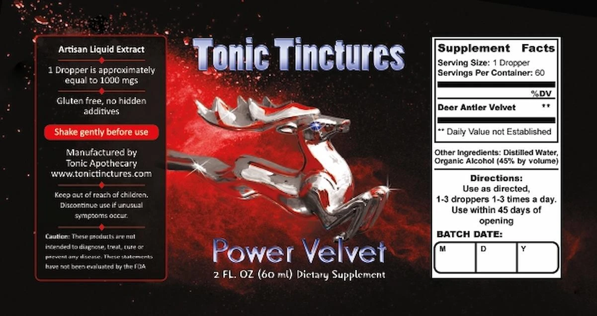 Power Velvet Supplement Facts Label