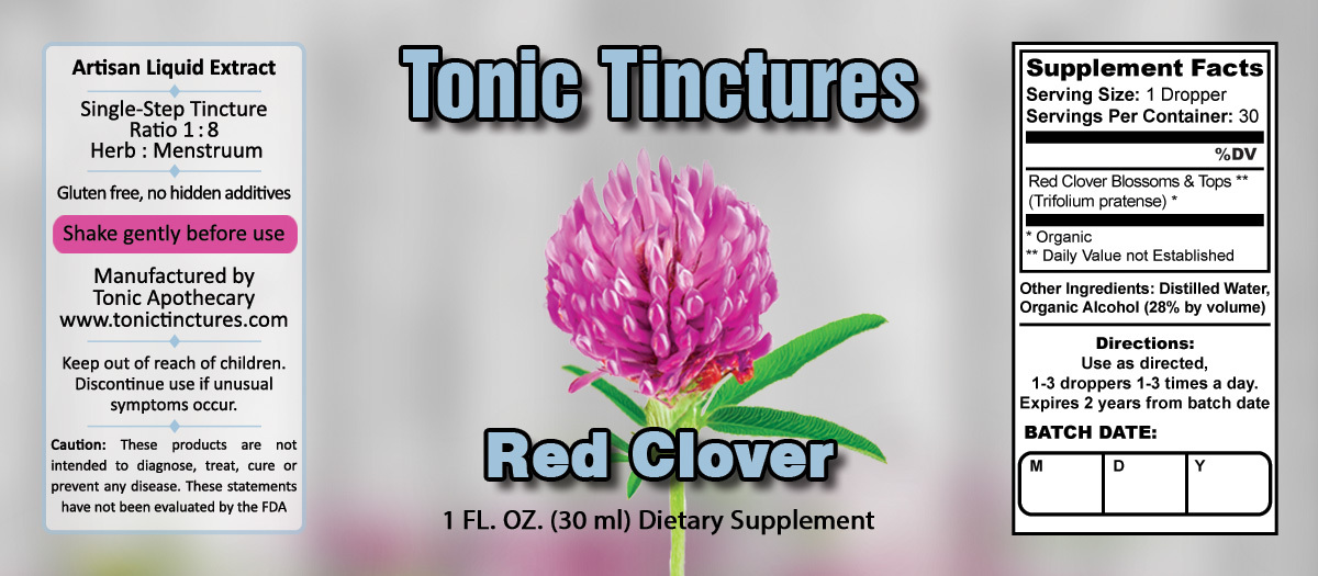 Red Clover Supplement Facts Label