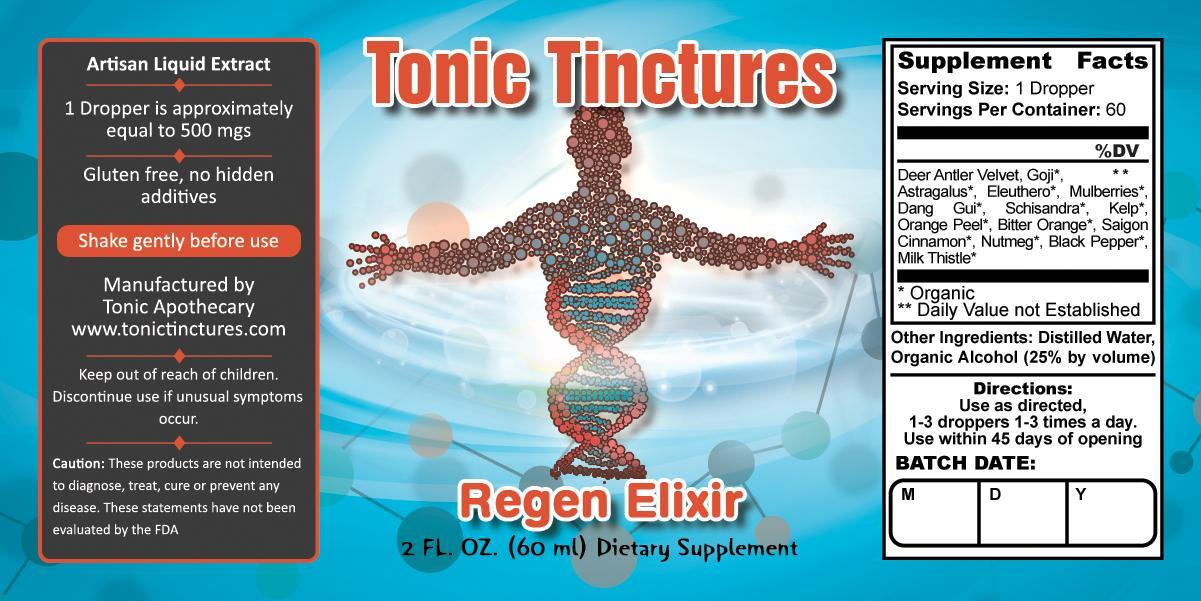 Regen Elixir Supplement Facts Label