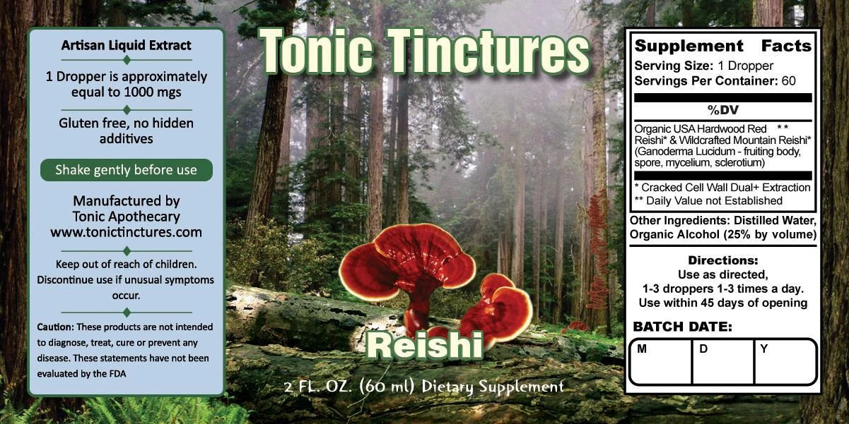 Reishi Mushroom Supplement Facts Label