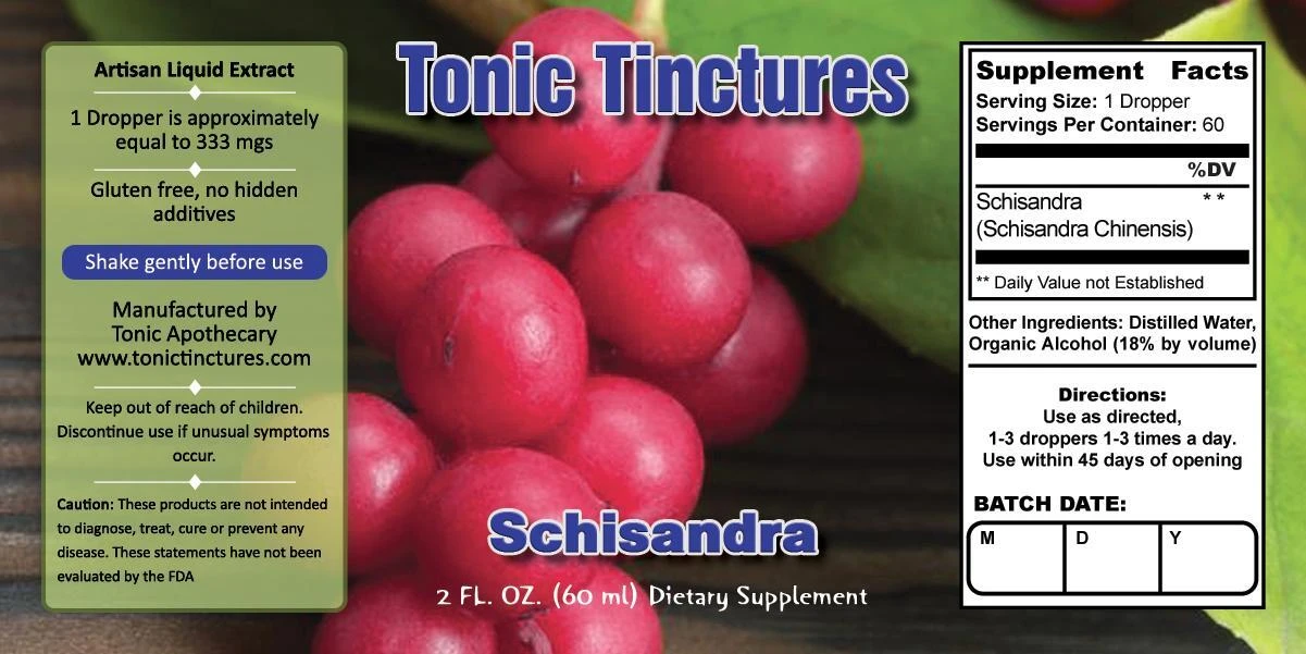 Schisandra Supplement Facts Label