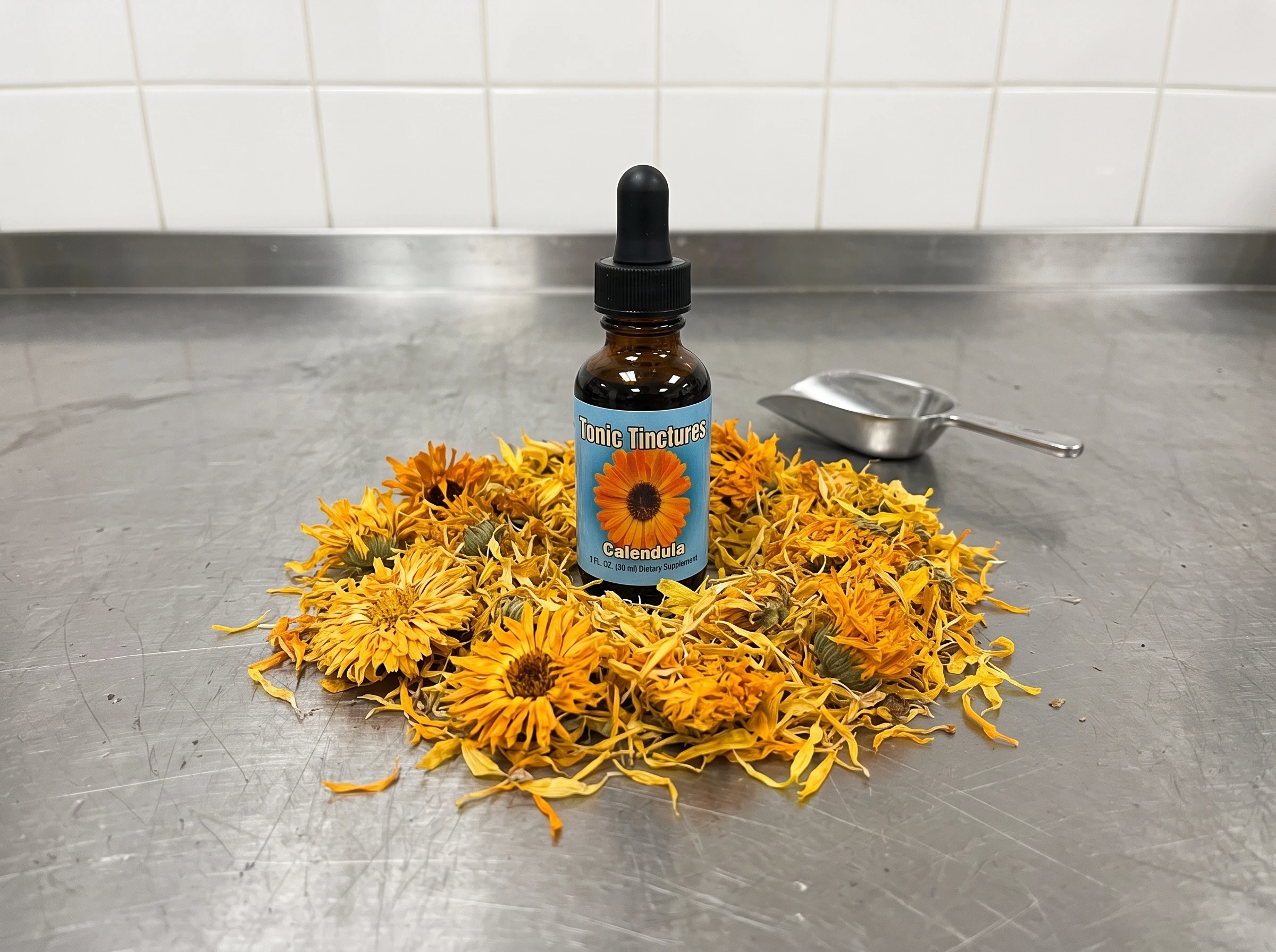 Calendula formulation with raw ingredients