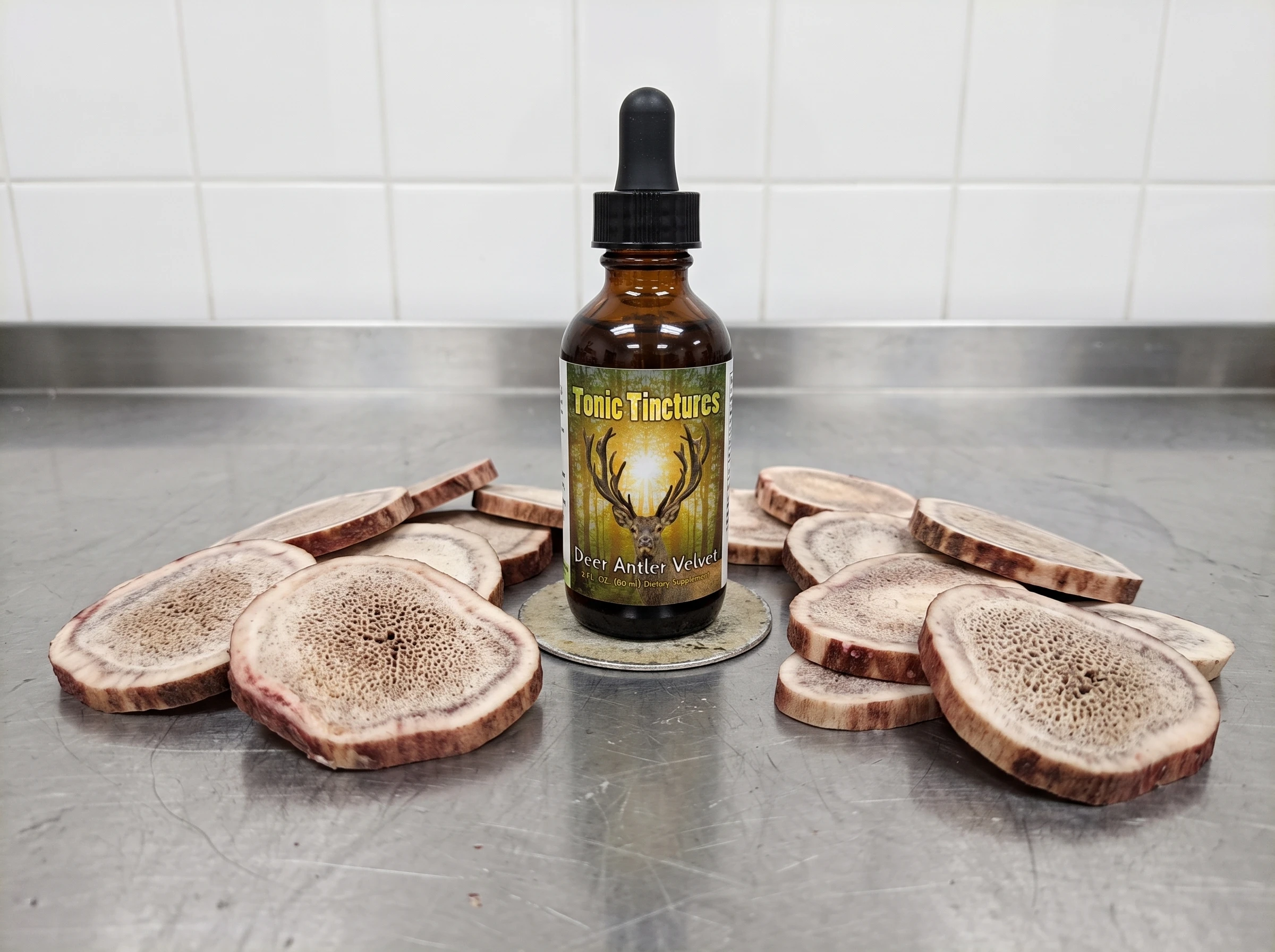 Deer Antler Velvet formulation with raw ingredients