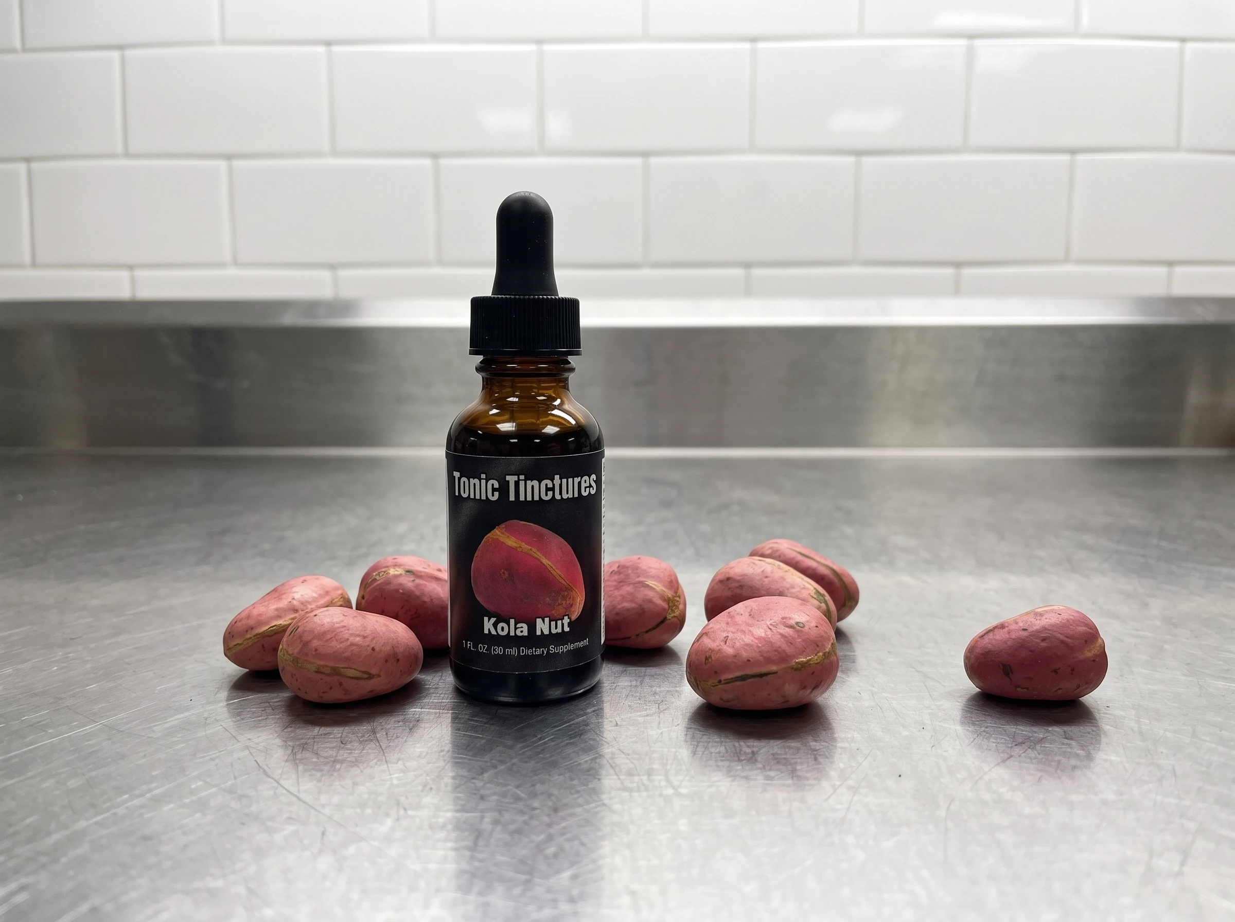 Kola nut formulation with raw ingredients.