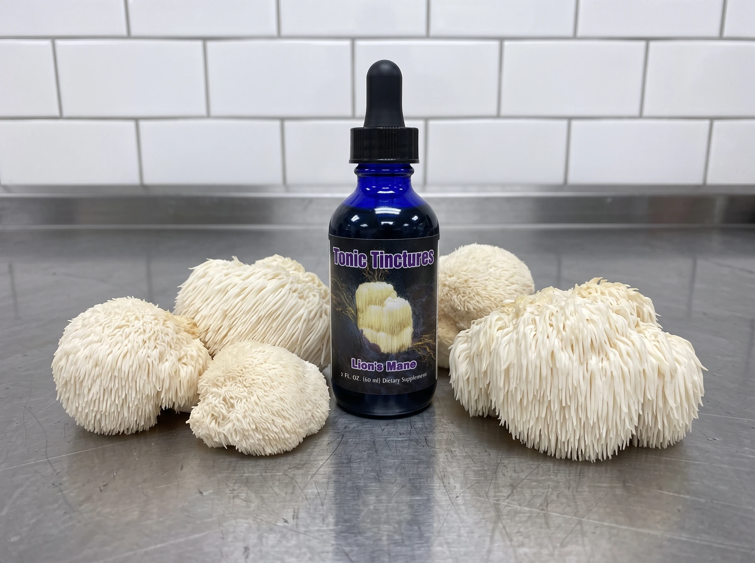 Lion's Mane formulation with raw ingredients.