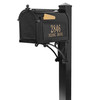 Superior Mailbox Pkg in Black+ Deluxe Post+Brackets+Post Cap+2 Custom Plaques