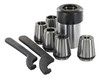 Beall Tool 1 in x 8 tpi Collet Chuck with Nut, Spanner Set & 5 ER-32 Collets