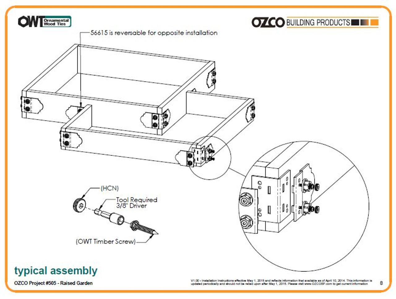 OZCO Raised Bed Garden Hardware kit  Great for growing flowers herbs  vegetables