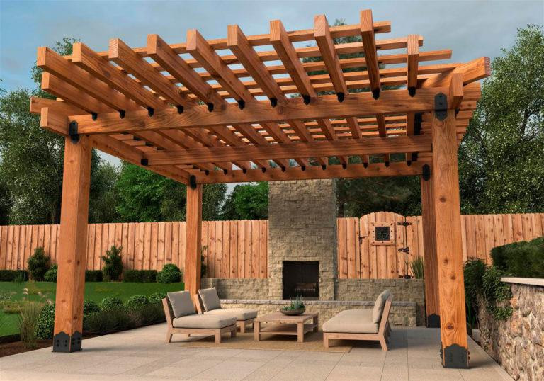 OZCO Ornamental Wood Ties 10"x10" Post Base Kit in Laredo Sunset